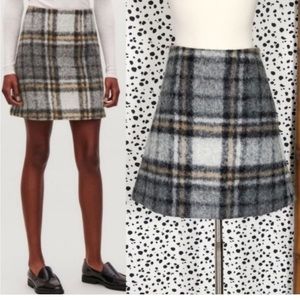 COS Plaid Print Wool Mini Skirt